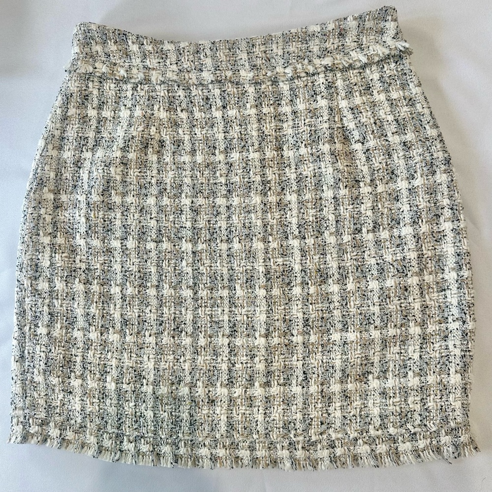 White and Tan Mini Pencil Skirt for Work